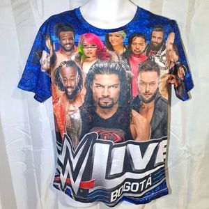 WWE WRESTLING Bogota Super Stars T-shirt Adult XL Unisex Blue "Rare" Collectible